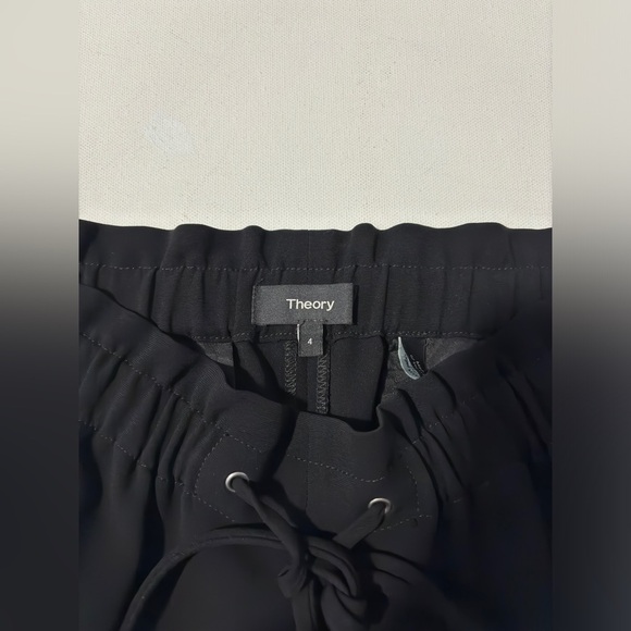 THEORY Tralpin Drawstring Pant w/pockets Size 4 black career jogger - Picture 2 of 8